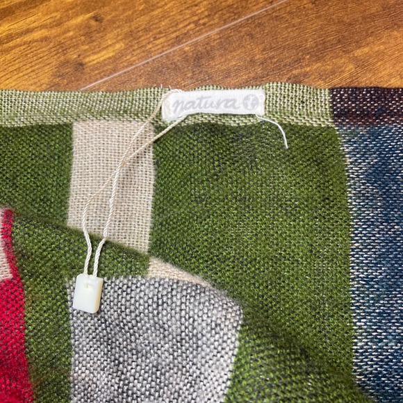 Natura Striped Wool Blend Scarf Shawl Wrap Fringe Beige Red Green Blue Brown - Picture 6 of 7